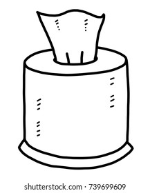 tissue paper / cartoon vector and illustration, black and white, hand drawn, sketch style, isolated on white background.