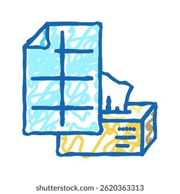 Weefselpapier Doodle Icoon Sketch Vector. Weefselpapier Teken. Geïsoleerde symbool Illustratie