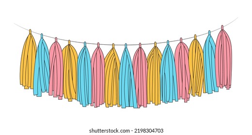 Tissue paper garland vector illustration.