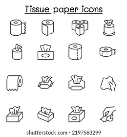 Tissue paper icon set in thin line style