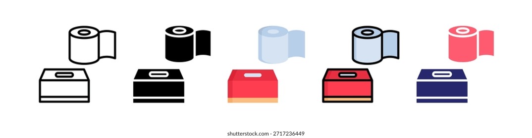 Conjunto de Ícones de Estilo Múltiplo de Papel Tecido..