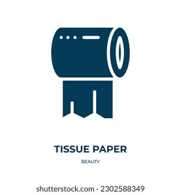 icono vectorial de papel tisular. papel tisular, papel, íconos rellenos de baño de concepto de belleza plana. Icono de glifo negro aislado, elemento de símbolo de ilustración vectorial para diseño web y aplicaciones móviles