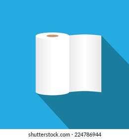 Tissue Roll Flat Icon With Long Shadow. Vector Illustrations Eps10.