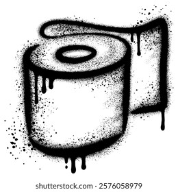 Tissue roll graffiti with black spray paint. vector illustration.