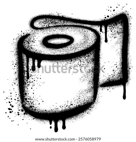 Tissue roll graffiti with black spray paint. vector illustration.