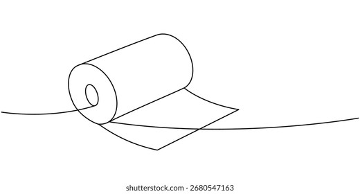 Desenho contínuo de uma linha em rolo de tecido. Papel. Ilustração vetorial