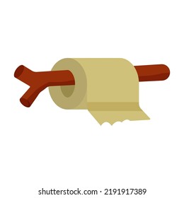 tissue rolled with twig branch tree outdoor activity equipment icon flat vector illustration