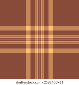 Tissue tartan textile texture, basic fabric pattern vector. Part check seamless background plaid in orange and red colors palette.