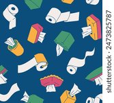 Tissue Toilet Paper Seamless Pattern Vector illustration for Print, Wallpaper, Decoration.
