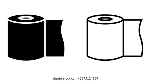Tissue toilet set icon on white background