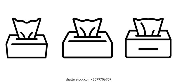 tissue-box outline or line icon design bundle.