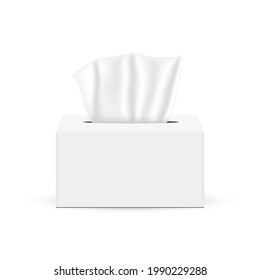 Tissues Box, Isolated on White Background, Front View. Vector Illustration