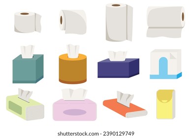Tissues and toilet papers illustration set