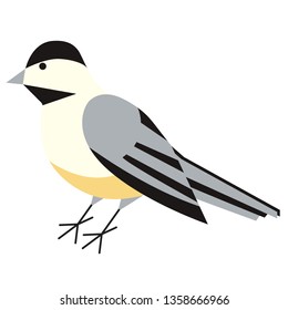 tit bird flat illustration on white