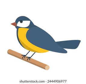 tit bird sitting on a branch- vector illustration
