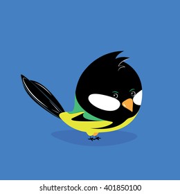 Tit bird. Vector illustration.