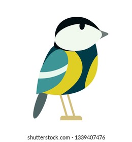 tit flat illustration isolated on white. Forest animals series