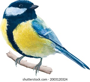 a tit vector, bird on a branch
