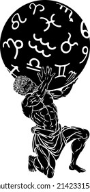 the titan Atlas from Greek mythology symbol of strength sentenced by the Gods to hold up the sky represented by a globe