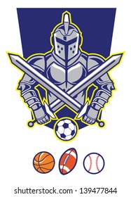 Titan Mascot With Various Sport Ball