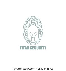 Titan Tech Security Logo. Fingerprint With Titan Technology Company Logo