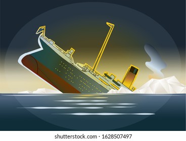 Titanic Nightview During Disaster Stock Vector (royalty Free 