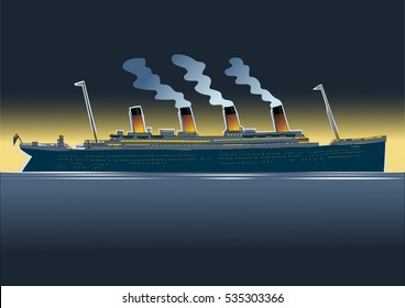 the titanic an ocean liner by night