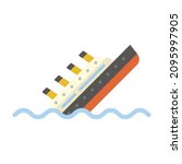 Titanic ship flat icon. Clipart cartoon illustration. Vector sign for mobile app and web sites. 