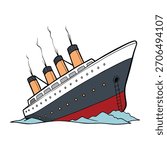 The Titanic sinks into the deep Atlantic after striking an iceberg. A tragic night of chaos, heroism, and loss as the massive ship disappears beneath freezing waters, leaving history behind.”