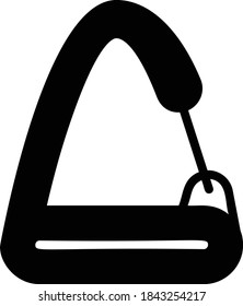 Concepto de la forma de la aleación de titanio Carabiner D, Expedición y Vector de la herramienta de escalada Diseño de iconos glifos, engranaje de acero de montaña sobre fondo blanco