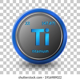 Titanium chemical element. Chemical symbol with atomic number and atomic mass. illustration