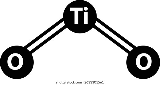 Titanium dioxide molecule. TiO2 titanium dioxide molecule sign. Titania molecule TiO2 consisting of titanium and oxygen symbol. flat style.