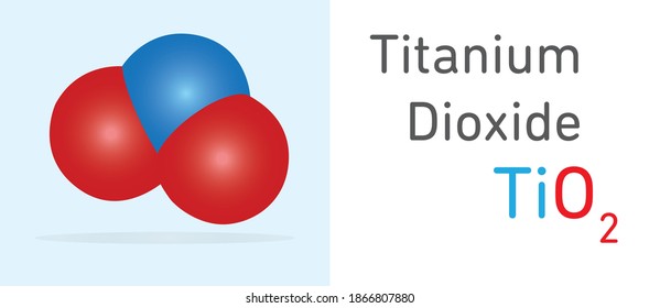 Titanium Dioxide (TiO2) gas molecule. Space filling model. Structural Chemical Formula and Molecule Model. Chemistry Education