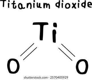 Titanium dioxide,chemical structure of Titanium dioxide illustration on transparency background