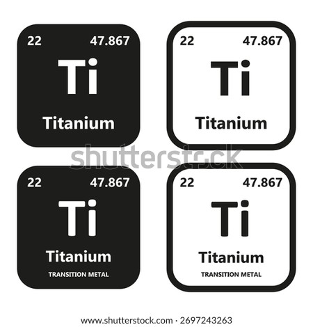 Titanium Element vector symbol with atomic number, atomic mass and chemical group block