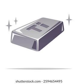 Titanium ingot bar vector isolated illustration