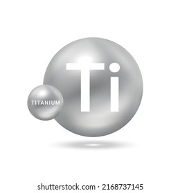 Titanmolekül-Modelle Silber. Erdgas. Konzept der Ökologie und Biochemie. Einzige Kugeln auf weißem Hintergrund. 3D-Vektorgrafik.