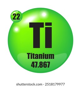 Titanium symbol icon. Element Ti 22. Atomic mass 47.867. Vector element.