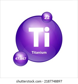 Titanium (Ti) icon structure  chemical element round shape circle purple. 3D Illustration vector. Chemical element of periodic table Sign with atomic number. Study in science for education. 