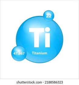 Titanium (Ti) icon structure chemical element round shape circle light blue. Chemical element of periodic table Sign with atomic number. Study in science for education. 3D Illustration vector. 