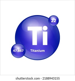 Titanium (Ti) icon structure  chemical element round shape circle blue dark. 3D Illustration vector. Chemical element of periodic table Sign with atomic number. Study in science for education. 