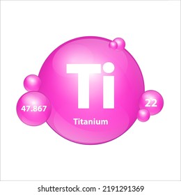 Titanium (Ti) icon structure chemical element round shape circle Pink. 3D Illustration vector. Chemical element of periodic table Sign with atomic number. Study in science for education. 