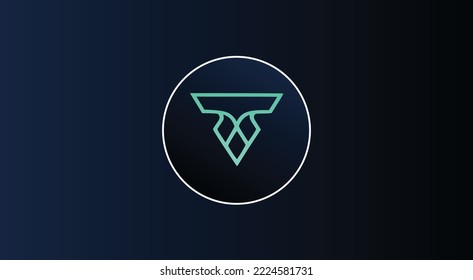 El logotipo de criptodivisa TITANO Token en un fondo aislado con espacio de copia. Ilustración vectorial 3d del concepto de diseño de banner de icono de símbolo de titanio defi 2.0.