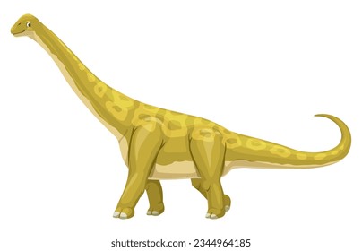 Titanosaur dinosaur cute cartoon character. Paleontology reptile, extinct lizard or prehistoric dinosaur cheerful vector personage. Jurassic era animal comical character or Titanosaur cute mascot