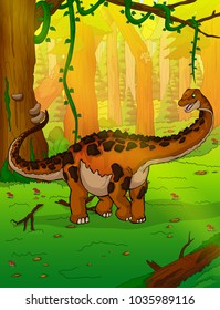 Titanosaur on the background of forest