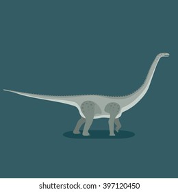 Titanosaur. Titanosaurus icon. Gigantic lizard. Prehistoric herbivore dinosaur. Extinct animal. Trendy flat vector illustration.