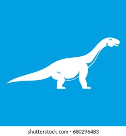 Titanosaurus dinosaur icon white isolated on blue background vector illustration
