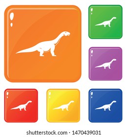 Titanosaurus dinosaur icons set collection vector 6 color isolated on white background
