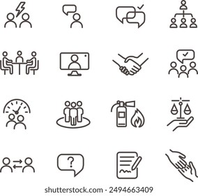 Titel: Conflict resolution, mediation icon set  - Editable stroke icons
 collection
