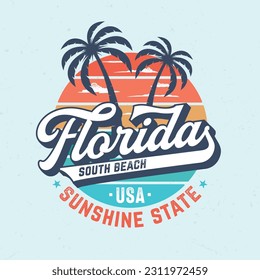 Titel: Florida South Beach - Tee Design For Printing. Good For Poster, Wallpaper, T-Shirt, Gift.